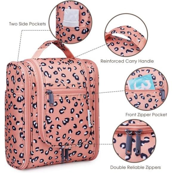 Hanging Travel Toiletry Bag Cosmetic Make up Organizer for Women Pink Cute - Picture 4 of 7